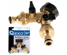 Geko 2 padėčių čiaupų skirstytuvas GW3/4" x 2 GZ3/4" su vožtuvais ir greitomis jungtimis (10/60)