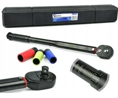 Geko Sukimo momento raktas 1/2" 28-210nm + aliuminio galvutės 3 vnt. Juodos HD (10)