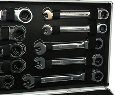 Geko Sulaužytų veržliarakčių komplektas su reketu, 22 vnt. 6–32 mm / aliuminio korpusas / (2)