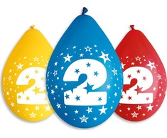 GoDan Gemar 2 numerio BIRTHDAY balionai, 5 vnt, 12 colių pakabinami