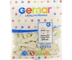 Gemar Metallic Balloons Pearl-Baltas, AM50, 13 cm, 100 vnt.