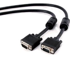 GEMBIRD CC-PPVGA-5M-B Gembird VGA HD15m/HD15m dvigubai ekranuotas su 2 ferito šerdimis 5m kabelis juodas