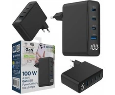 Gembird TA-UC-PDQC100LCD-01-BK mobile device charger Nešiojamas kompiuteris, Išmanusis telefonas Juodas AC Fast charging Indoor
