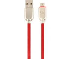 GEMBIRD CC-USB2R-AMmBM-2M-R Gembird Premium guminis Micro-USB įkrovimo ir duomenų kabelis, 2m, raudonas