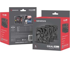 „Genesis Irid 505 V2 MIDI TOWER“ dėklas (NPC-1517) + „Oxal 120“ ventiliatorių juodas 3 pakuotės (NGF-2043)