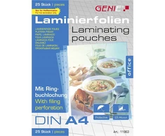 Genie GENIE torby do laminowania 25 A4 folia su dziurkami na ringi