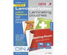 Genie GENIE Laminiertaschen 25 A4 selbstklebend 80 Mic.
