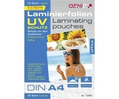 Genie Genie Lamiertaschen 25 A4 Folen mit UV Schutz 125 Mic.
