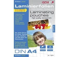 Genie GENE Laminiertaschen 50 A4 - Folien 125 Mic.
