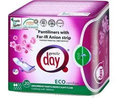 GENTLE DAY ekologiški drėgmę sugeriantys įklotai su anijonų juostele ECO FAR-IR Anion, 20 vnt.