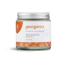 Georganics Georganics, natūrali dantų pasta stiklainėlyje, su fluoru, kasdienei priežiūrai, apelsinų skonio, 60 ml