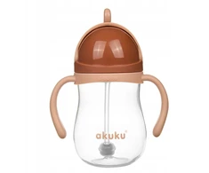Akuku puodelis su šiaudeliu 280ml rudas A0729