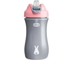 CHICCO 00006920100000 Vandens butelis su minkštu snapeliu 350 ml 2Y+ GIRL