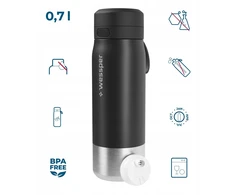 Gertuvė „Wessper B2“ nerūdijančio plieno „Actitex™“ filtro butelis, 700 ml, juodas (WES276-700-BK_K)