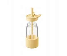 Gertuvė Mellow Yellow Mellow Geltona BUYDEEM nešiojamas stiklinis butelis su šiaudeliu 550 ml, modelis DG425, spalva Mellow Geltona