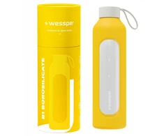 Gertuvė Wessper B1 motyvacinis 1000 ml stiklinis buteliukas su matavimo taurele, skirtas fitnesui, užplombuotas