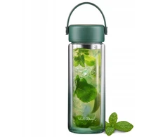 Gertuvė Vialli Design su dvigubomis sienelėmis ir arbatinuku Fuori 350 ml žalia (30213)