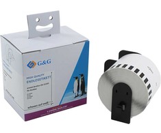 G&amp;G begalinis etikečių rulonas 62 mm x 30,48 m juoda kompaktinė, Brother DK-22205