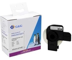G&amp;G Etiketės 17 mm x 54 mm balta juoda Komp. su Brother DK-11204