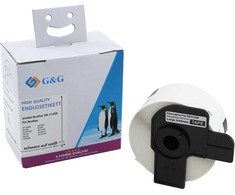 G&amp;G Etiketės 38 mm x 90 mm balta su balta Komp. su Brother DK-11208