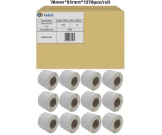 G&amp;G Zebra 800283-205 12x1370 Et. 76x51mm terminis perforuotas popierius (19801)