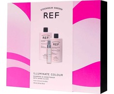 Ref Stockholm Dovanų dėžutės rinkinys REF: „Illuminate Colour“ plaukų šampūnas be sulfatų stiprinimui, 285 ml + „Illuminate Colour“ plaukų kondicionierius be sulfatų maitina ir stiprina plaukų atspalvį, 245 ml + „Eliksyras“ plaukų serumas, suteikiantis blizgesio, 80 ml