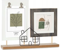 Nuotraukų rėmelis Gift Decor rėmas Namo rėmas 2 nuotraukoms, stovimas, metalinis ir MDF