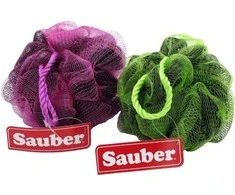 Sauber Exfoliating net sponge juodas+žalias/yellow/oranžinis/pink