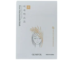 Glamfox Rice Niacinamide Drėkinamoji audinio kaukė veidui, 23 ml