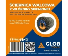 Šlifavimo volelis iš kieto putų neaustinio audinio GLOB TOOLS 100x100x19mm granulacija 40 Šlifavimo mašina