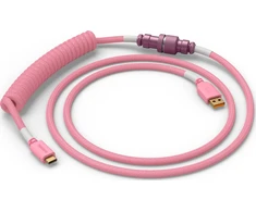 Klaviatūra Glorious GMMK Coiled Cable susuktas klaviatūros laidas Pixel Rožinė, USB-C į USB-A – rožinės spalvos