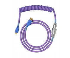 Klaviatūra Glorious GMMK Coiled Cable susuktas klaviatūros laidas Nebula, USB-C į USB-A – violetinės ir sidabro spalvos