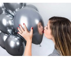 GoDan GMR Blizgantys sidabriniai lateksiniai balionai - 33 cm - 50 vnt