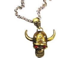 GoDan Gold kaukolės karoliai su vikingų šalmu