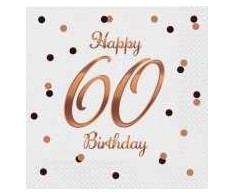 GoDan Serwetki B&amp;C Happy 60 Birthday balta 33x33cm 20szt