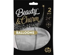 GoDan „Beauty&amp;Charm“ balionai, platininės sidabrinės spalvos, 2 vnt.