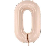 PartyDeco Folinis balionas skaičius 0, kreminis 72cm