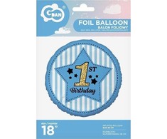 GoDan 1st Gimtadienio folijos balionas, mėlynas 45 cm
