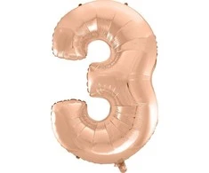 GoDan Balon foliowy "3" rožinė-auksinė 92cm