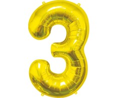 GoDan BALON foliowy Cyfra 3 auksinė 85 cm