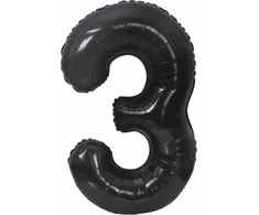 GoDan B&amp;C folijos balionas numeris 3, matinė juoda, 85 cm