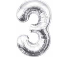GoDan BALON foliowy Cyfra 3 sebrna 85 cm