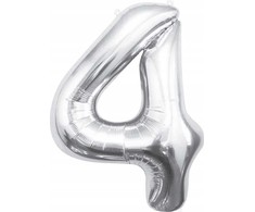 GoDan BALON foliowy Cyfra 4 sebrna 85 cm