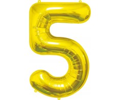GoDan BALON foliowy Cyfra 5 auksinė 85 cm