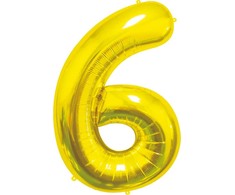 GoDan BALON foliowy Cyfra 6 auksinė 85 cm
