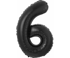 GoDan B&amp;C folijos balionas numeris 6, matinė juoda, 85 cm
