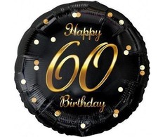GoDan BALON foliowy Happy 60 Birthday juoda 18 cali