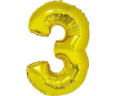 Balon cyfra 3 85 cm auksinė GODAN
