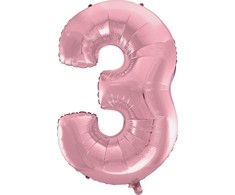 GoDan 3 numerio folijos balionas, šviesiai rožinis, 92 cm