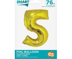 GoDan Folinis balionas skaičius “5” aukso spalvos